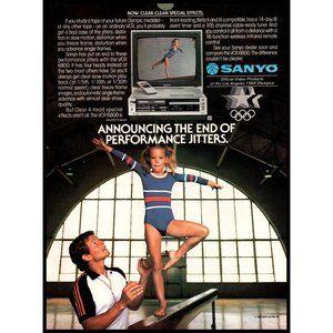 1983 Sanyo 6800 VCR Vintage Print Ad Olympic Sponsor Little Girl Balance Beam